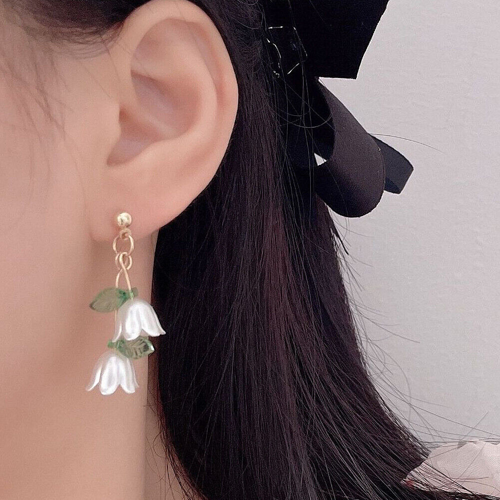 US Lily Of The Valley Chandelier Earrings Flower Floral Handmade Hook Earrings