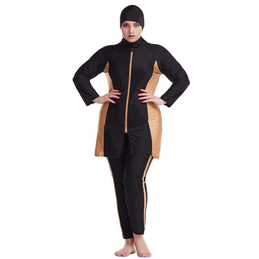 Women Muslim Traditional Oversize 2Set Swimsuit Highly Elastic Plus Swimwear Cap