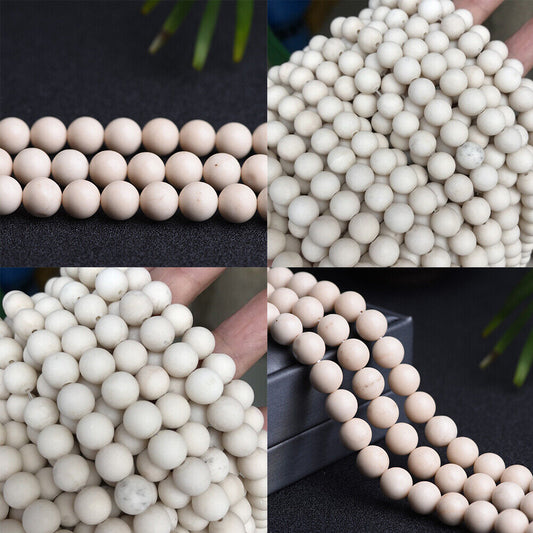 US 3 Strands River Stone Beads 15''Natural Matte Round Gemstone 4 6 8 10mm