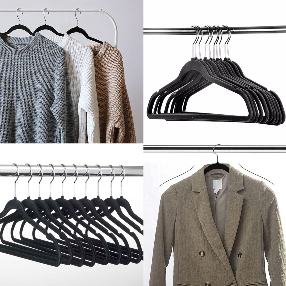 US 50 Pack Premium Velvet Hangers Non Slip Felt Heavy Duty Hangers Home Durable