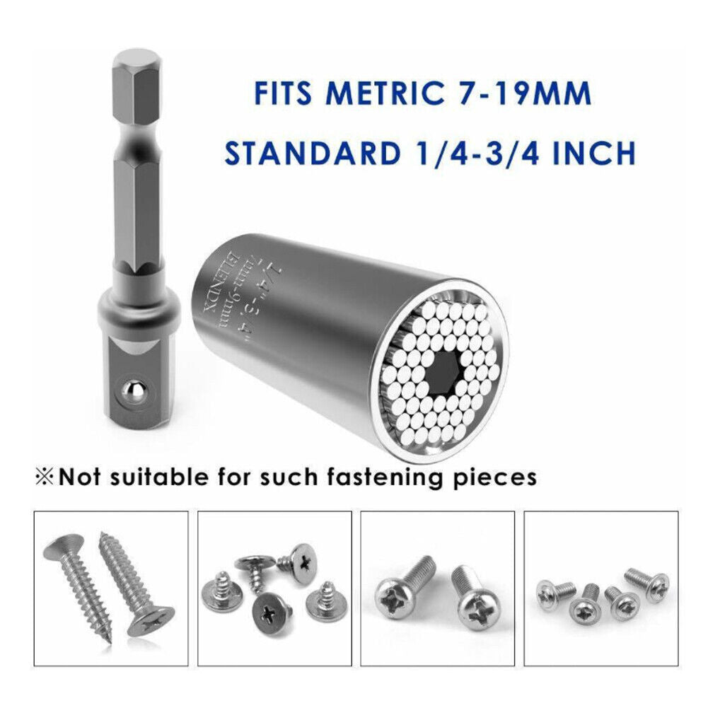 US 1-2 Pcs Universal Socket Wrench Repair Kit Power Drill Adapter Alligator Grip