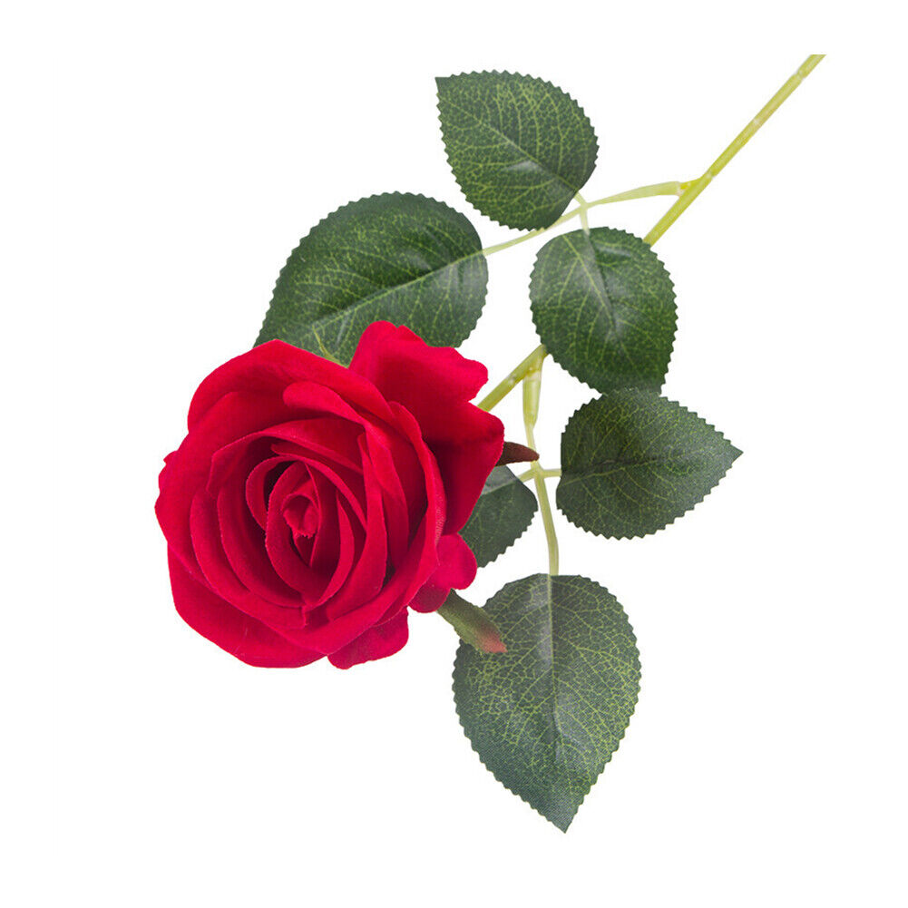 US 20 Pc Red Silk Roses Artificial Flowers Realistic Bouquet HomeDecor Xmas Gift
