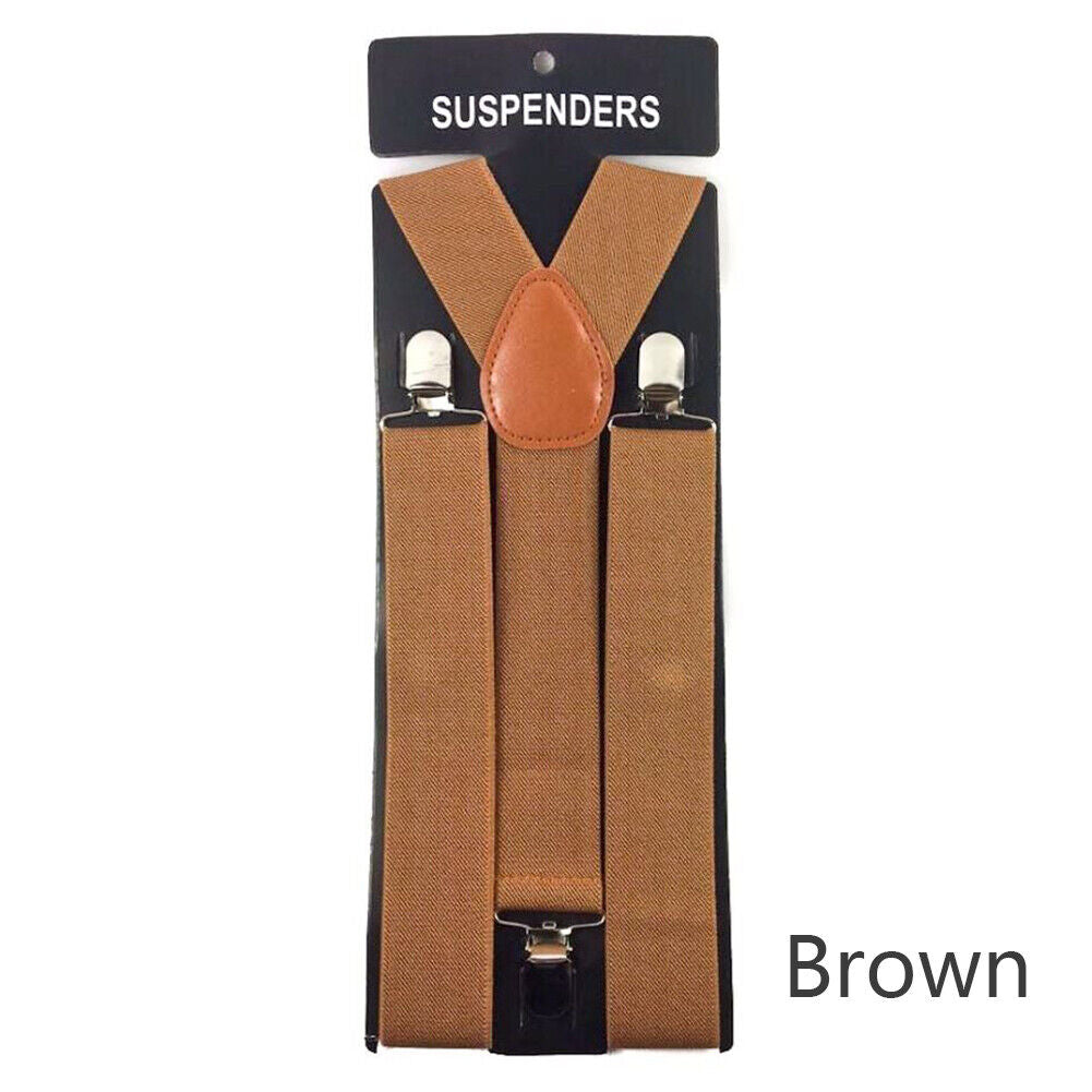 US 4 Pack Wide Suspenders For Mens Adjustable Clip-On Y-Back Heavy Duty Black