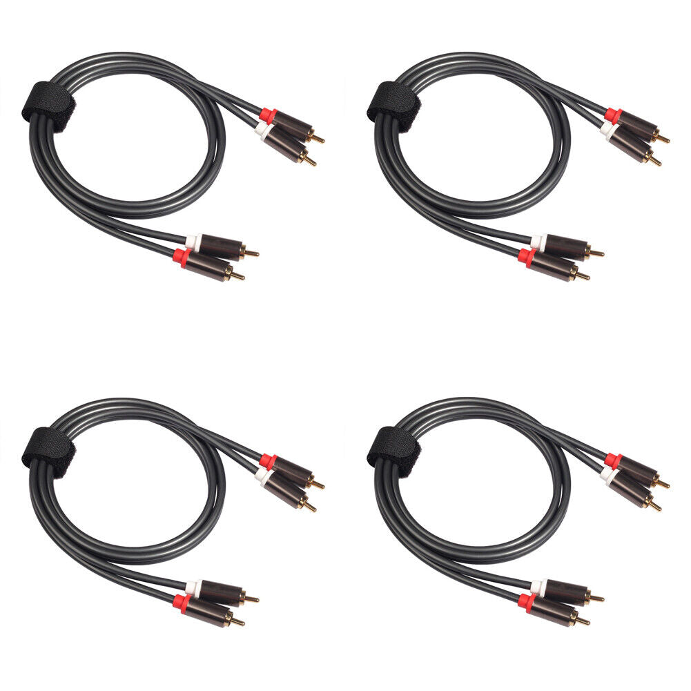 U 2-4 Plated 2-RCA to 2-RCA Male L/R Stereo Audio Coaxial Cable Cord Plug Patch