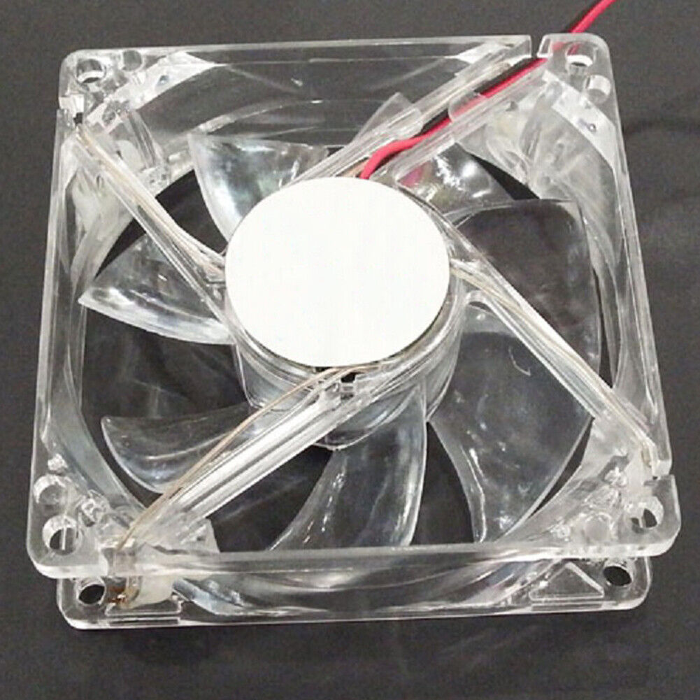 US 2-4 80mm Computer PC Clear Case Cooling Fan With LED - Blue