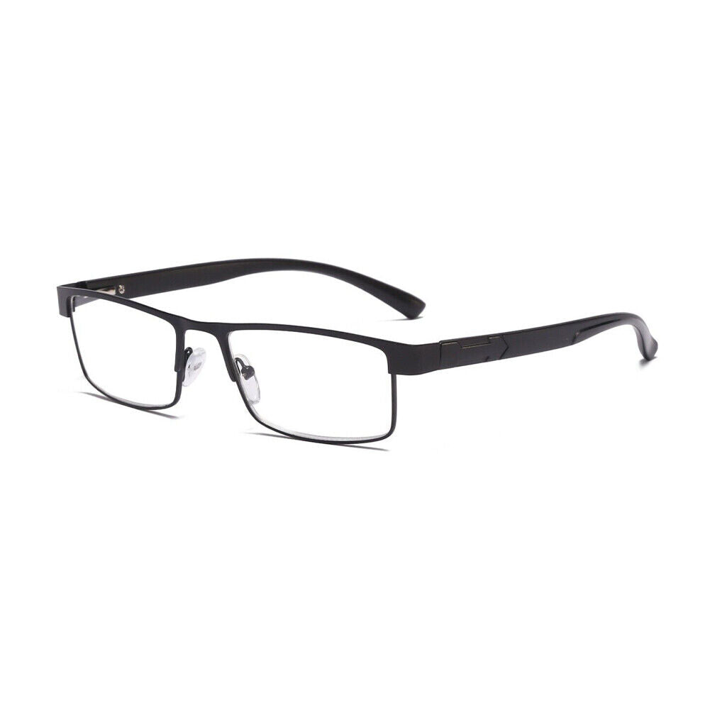 US Men Classic Style Square Metal Frame Reading Glasses Spring Hinge Readers