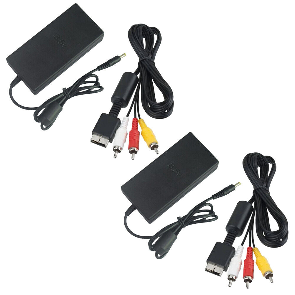 US4-8Pc Power Supply AV TV Cable For Sony Playstation 2 PS2 Slim Charger Adapter