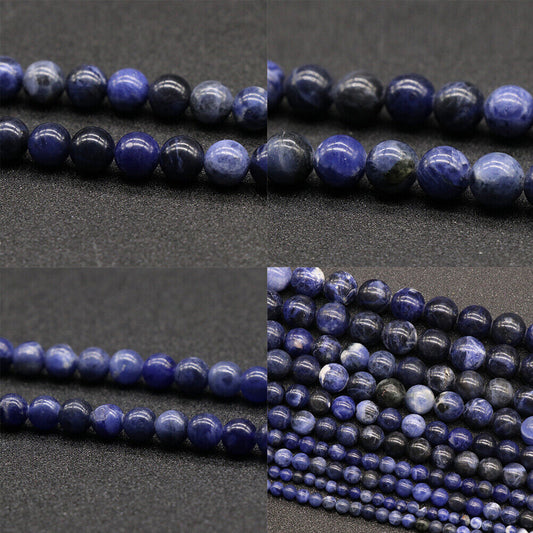 US 6/8/10mm 5A Grade Natural Round Stone Beads Loose Gemstone Smooth DIY Jewelry