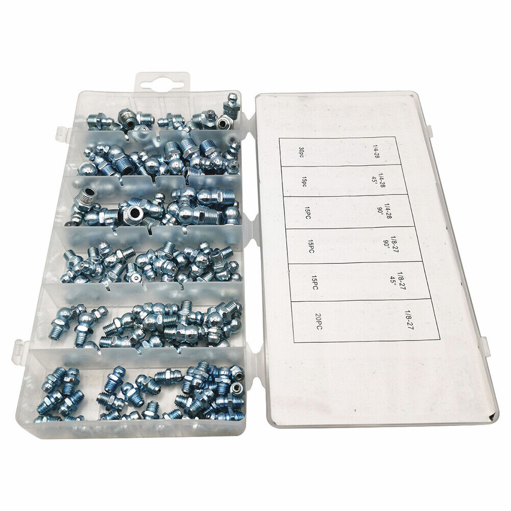 US 110pc SAE Hydraulic Librication Lube Grease Fittings Assortment Zerk Fitting