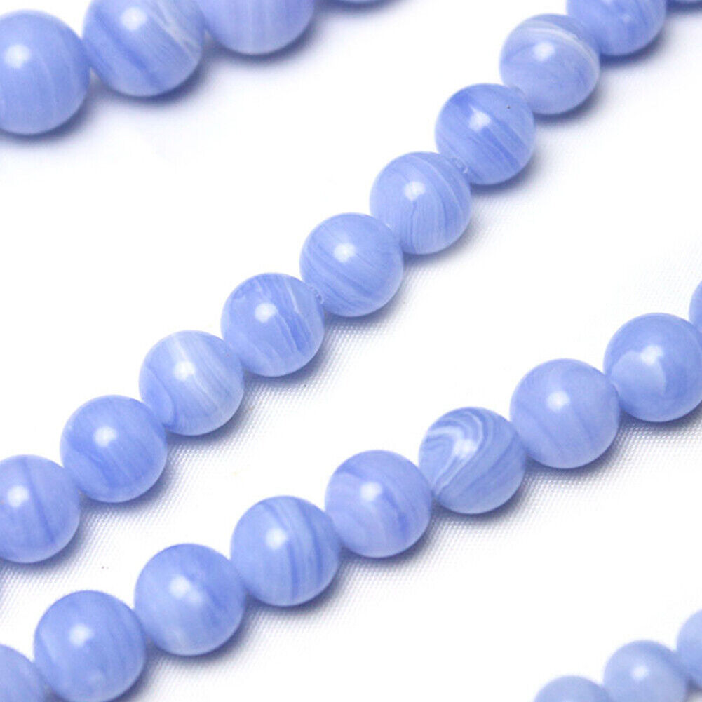 US 6/8/10 MM Purple Blue Lace Stone Beads Round Loose Bulk Beads Jewelry Making