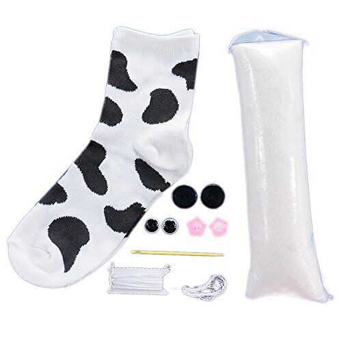 SadoCrafts Sock Sew Your Own Sock Doll Sewing Craft Kit Sew Bear Cow Dog