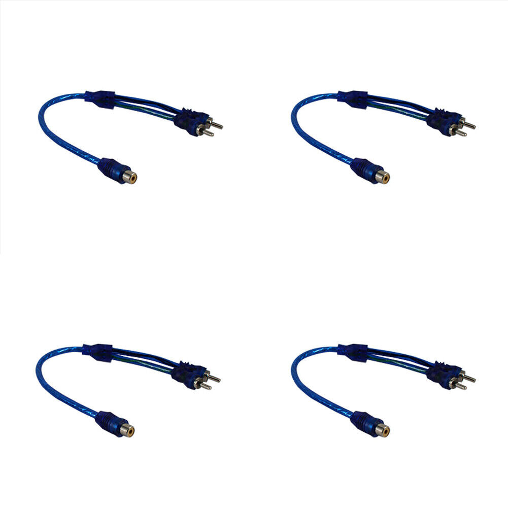 US 2-4 Pack RCA Y Adapter Splitter 1 Female to 2 Male Audio Speaker Stereo Blue