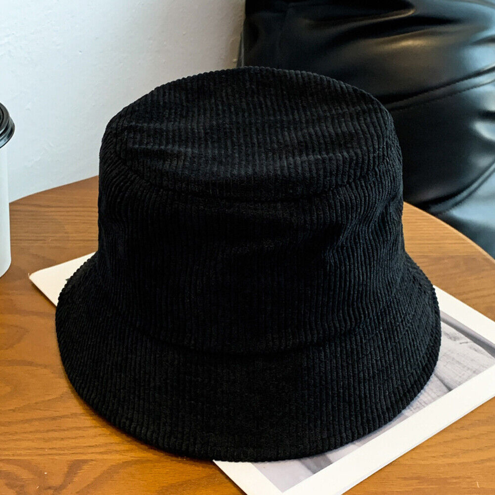 US 1-2 Pack Corduroy Bucket Hat Double Sided Fisherman's Cap Teens Men Women