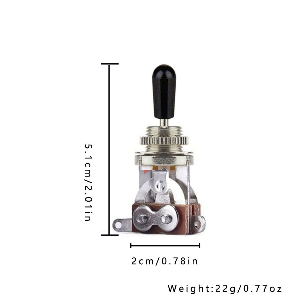 US 2-4 Pc Les Paul Guitar 3 Way Short-Frame Toggle Switch Pickup Brass Metal Tip