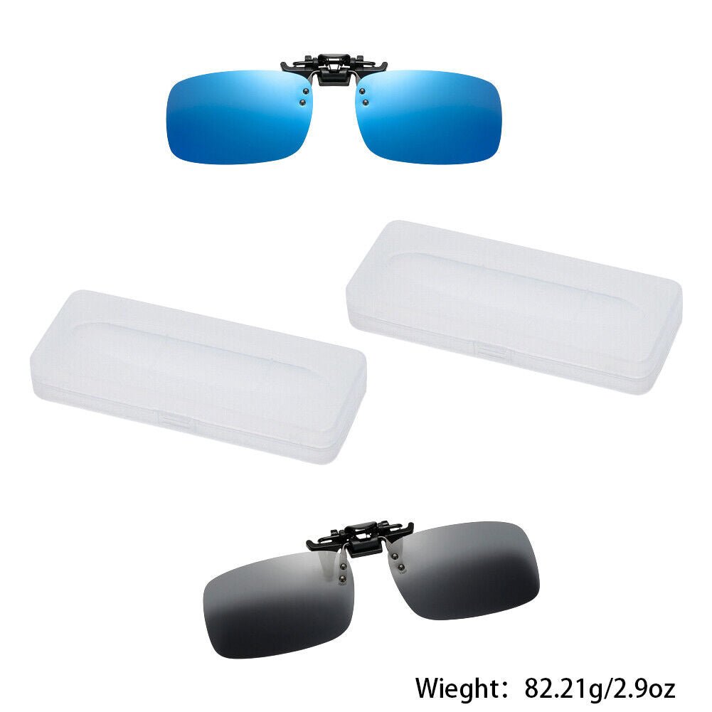 US 2-4 Pc Flip Up Clip On Sunglasses Glasses Polarized Night Vision Driving Len
