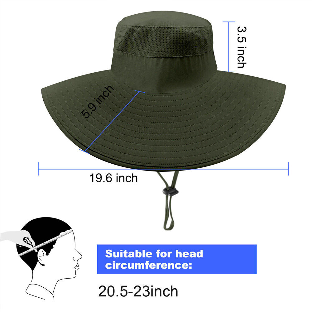 US 1~2 Pack Wide Brim Foldable & Adjustable Bucket Sunhat All Seasons Waterproof