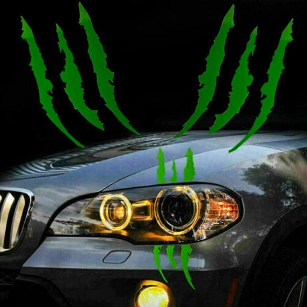 US 2-4Pc Monster Claw Mark Scratch Car Headlight Sticker Stripe Reflective Decal