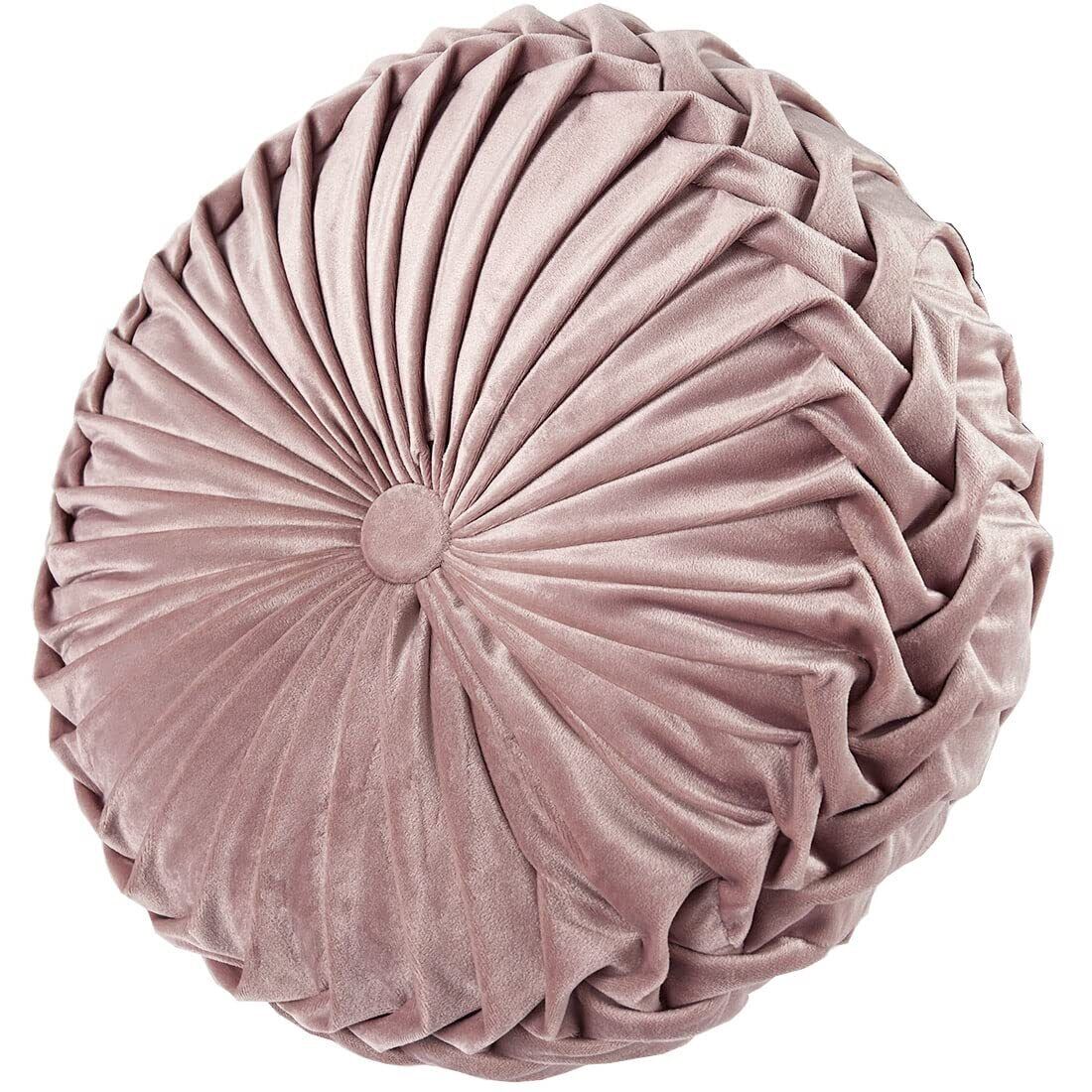 Round Throw Pillow Round Velvet Pillow Pleated Round Filled Pillow