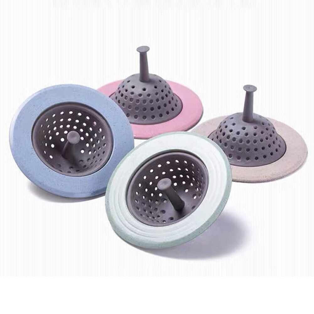 US 4-8 Pcs Silicone Kitchen Sink Drain Plug Strainer Sewer Hair Collect Filte