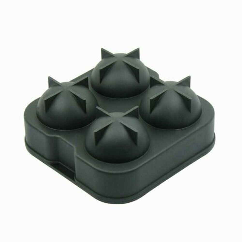 US 2-4 Pack 4-Slot Ice Ball Sphere Cube RoundTray Silicone Mold Cocktail Whiskey