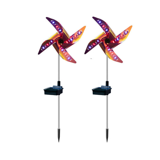 US 2-4 Pcs Solar LED Windmill Spinner RGB Wind Outdoor Catcher Patio Holiday