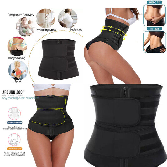 US 1-2 Pack Women Waist Trainer Corset Sauna Sweat Weight Loss Body Shaper