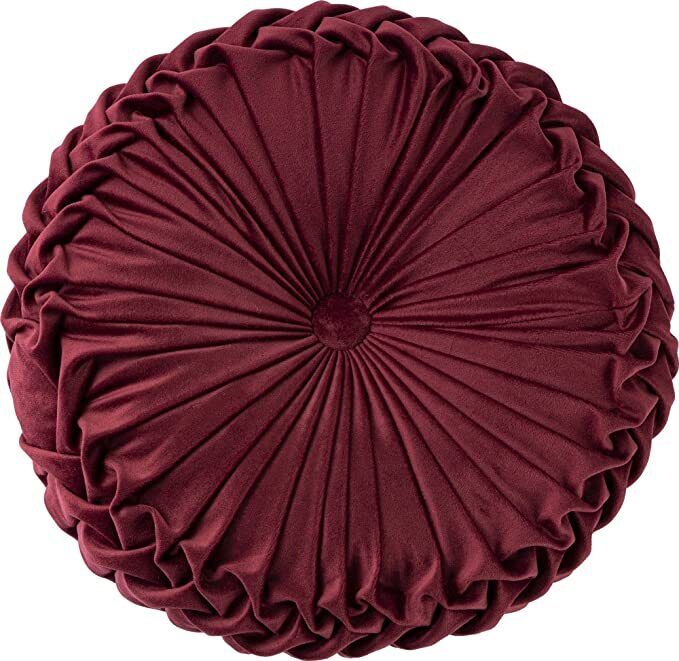 Round Pleated Soft Velvet Decorative Pillow, 1 Count (Pack of 1)