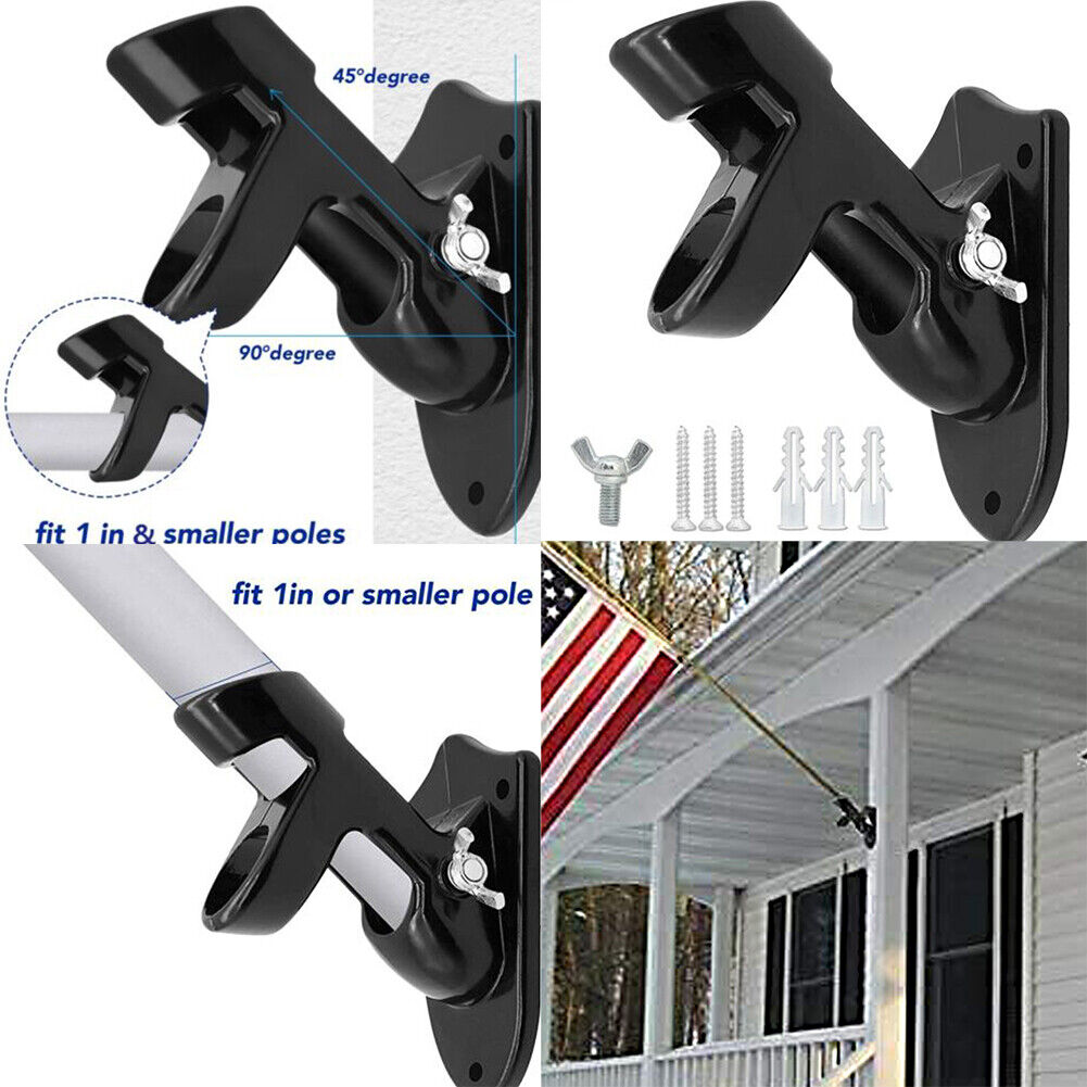 US 1-2 Pcs Two-Position Flag Pole Holder Mounting Bracket w/ Hardware Heavy Duty