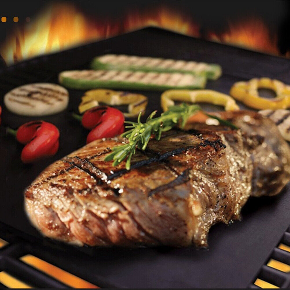 US 2-4 Pack Non Stick Oven Liner Reusable Baking Spill Mats Barbecue Grill Mat