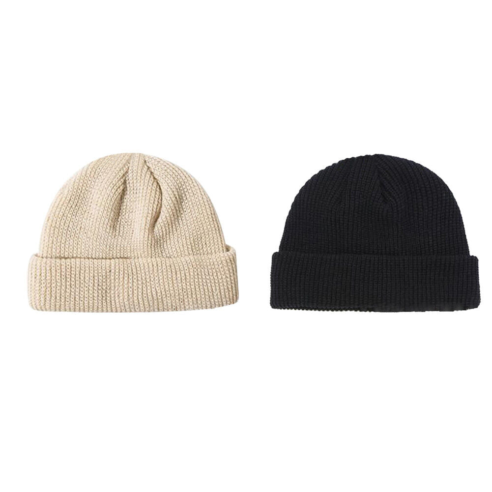 US 2-4 Pc Cuff Beanie Slouchy Knit Ski Skull Cap Warm Stocking Hat Striped Solid