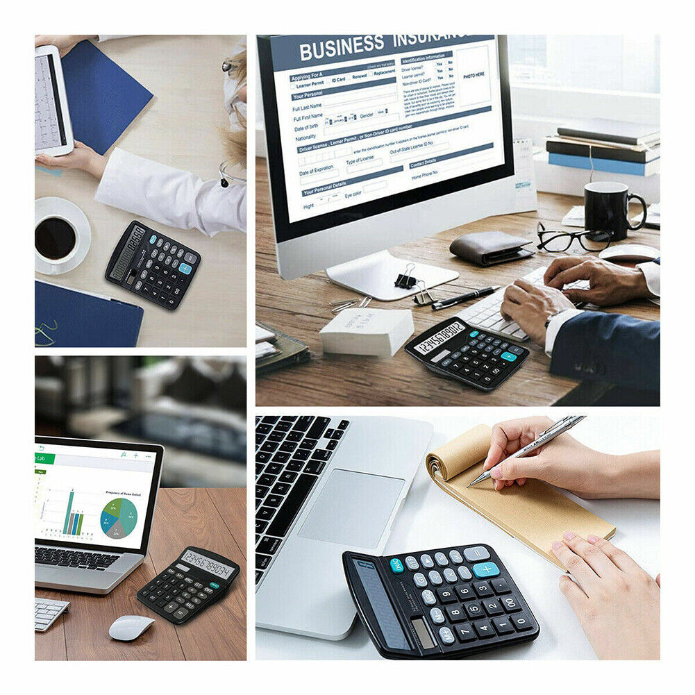 US 2-4 Pc Standard Function Calculators Large LCD Sensitive Button Solar Battery