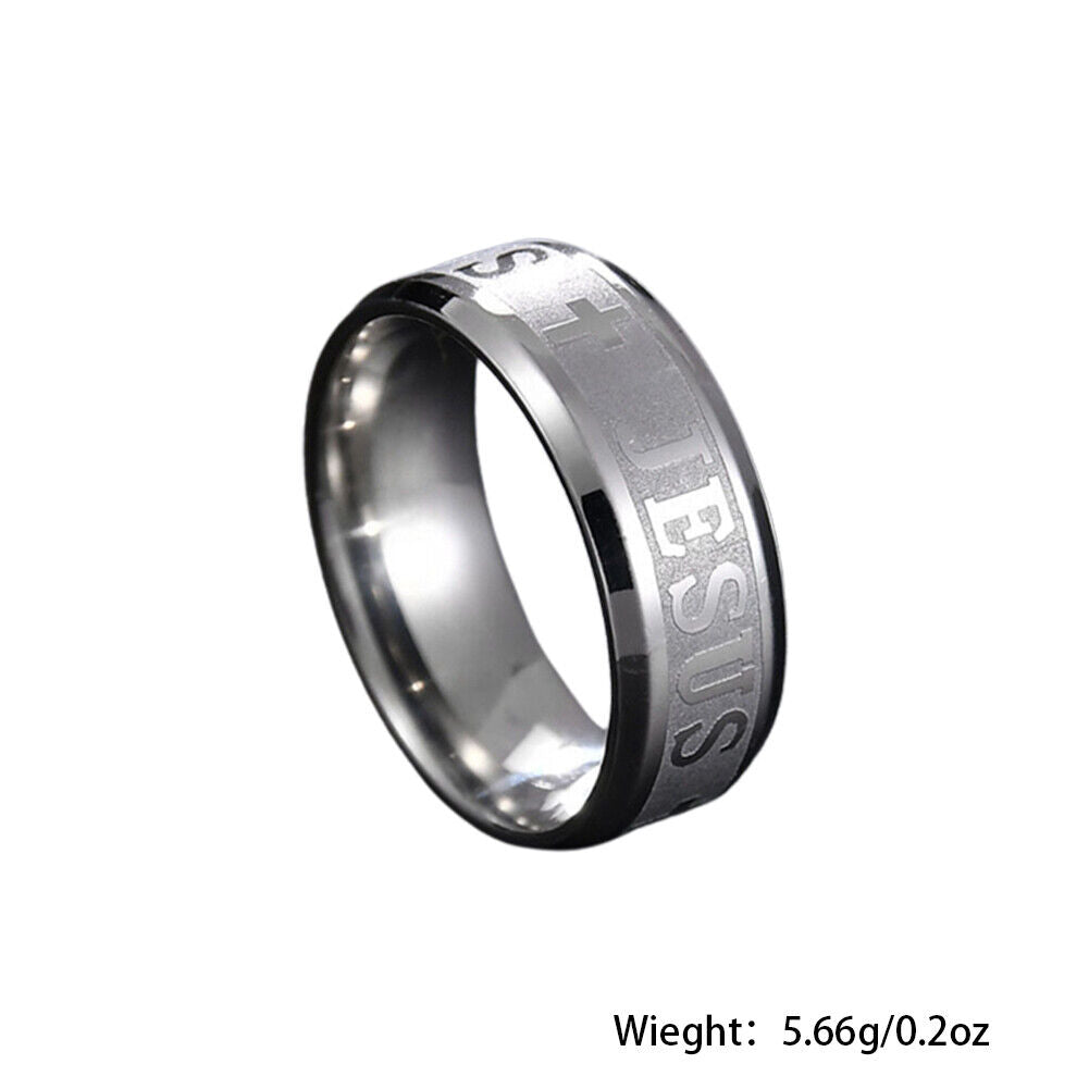 US 1-2 Pack Men Stainless Steel Gold Plated Christian Jesus Cross Ring Band
