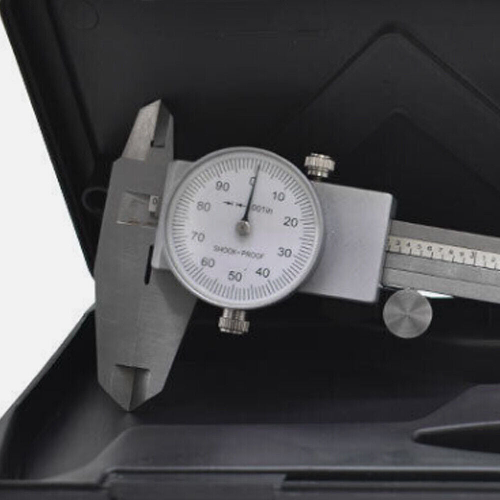 US Stainless Steel Dial Caliper 6'' Shockproof 0.01''  of One Inch Graduation
