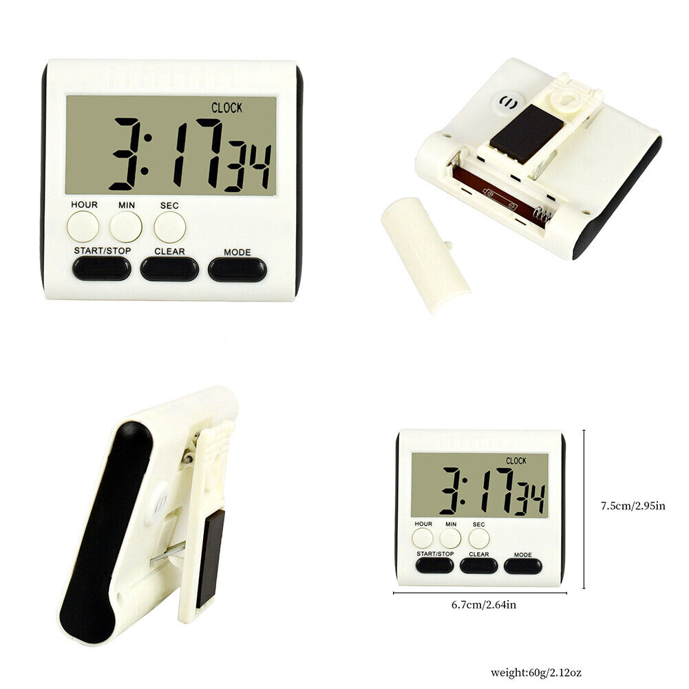 US 2-4Pc LCD Digital Kitchen Cooking Timer Count-Down Clock Loud Alarm Magnetic