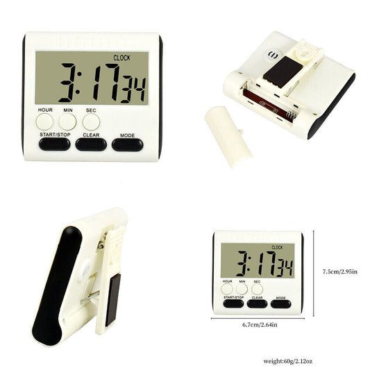 US 2-4Pc LCD Digital Kitchen Cooking Timer Count-Down Clock Loud Alarm Magnetic