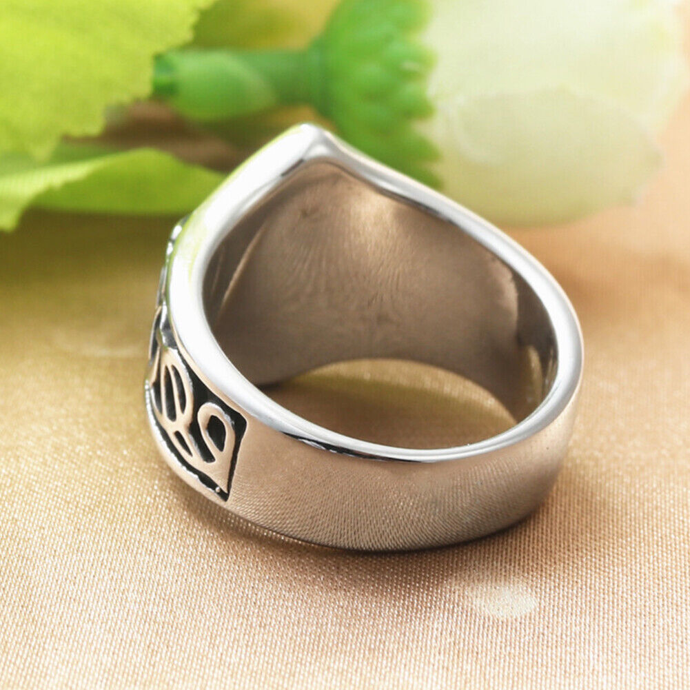 US 2-4 Pcs Mens Celtic Wiccan Pagan Pentagram Star Ring Stainless Steel Size