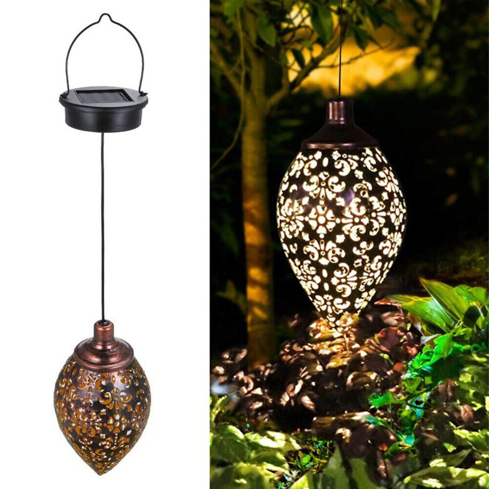 US 2-4 Pack Hanging Solar Lights Solar Lantern LED Garden Metal Lamp Waterproof