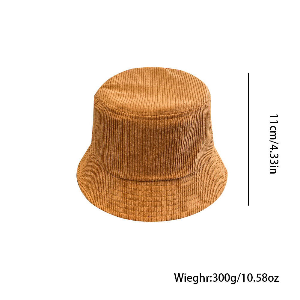 US 1-2 Pack Corduroy Bucket Hat Double Sided Fisherman's Cap Teens Men Women