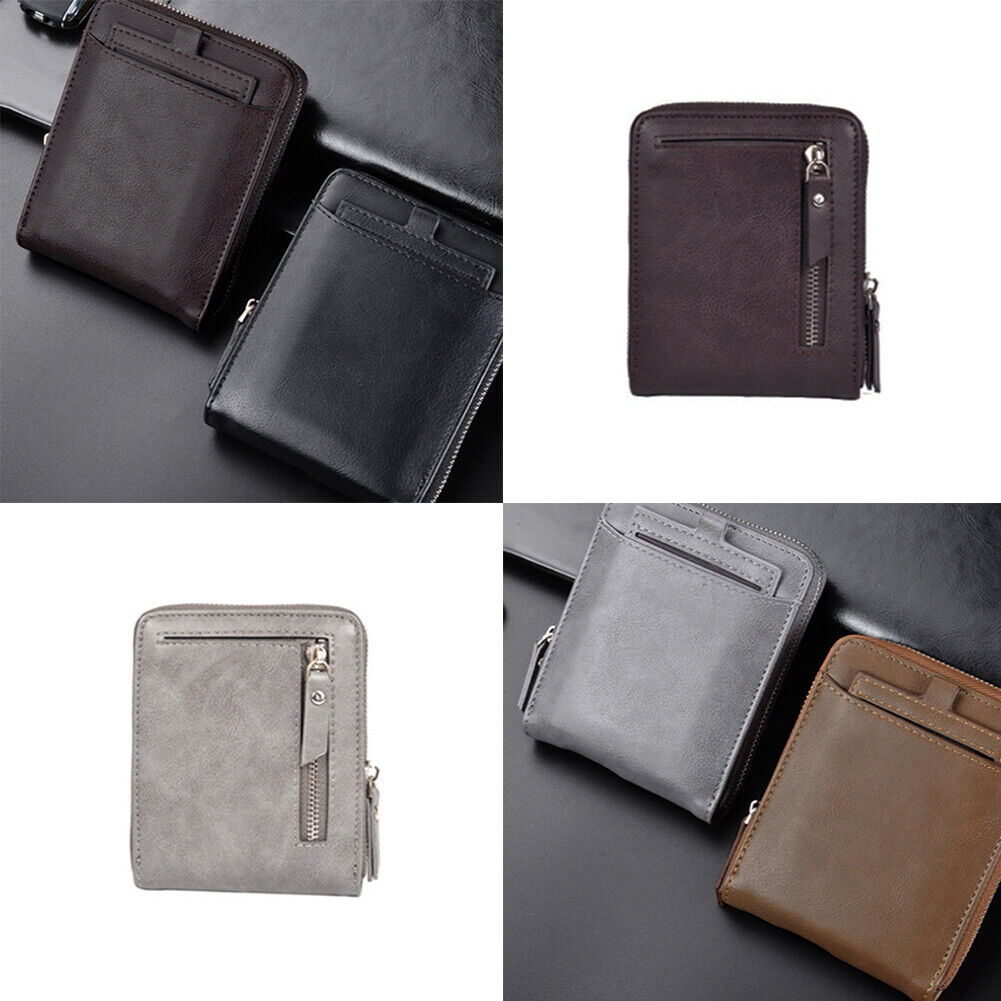US 1-2 Pack Men RFID Blocking Leather Bifold Wallet Credit Card Holder Zip Purse