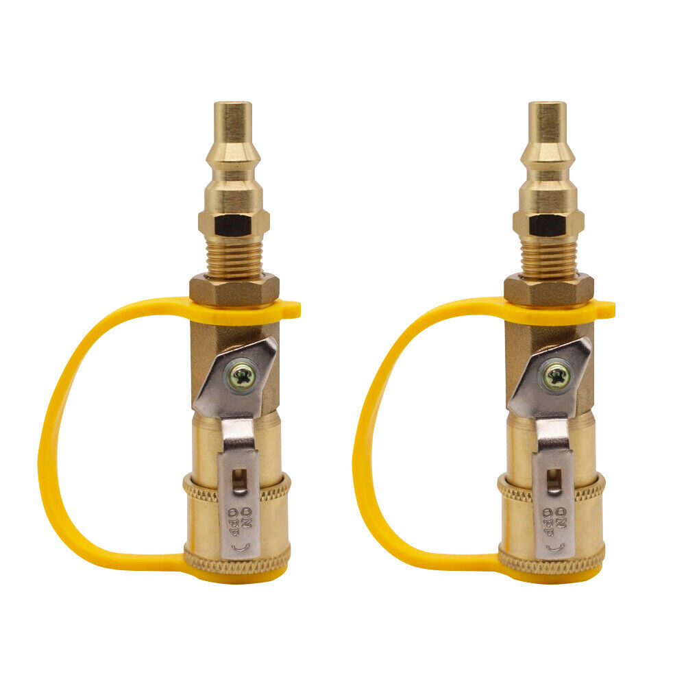 US 2 Pc 1/4" Quick Connect Propane Hose Adapter for RV to Grill Brass Pipe