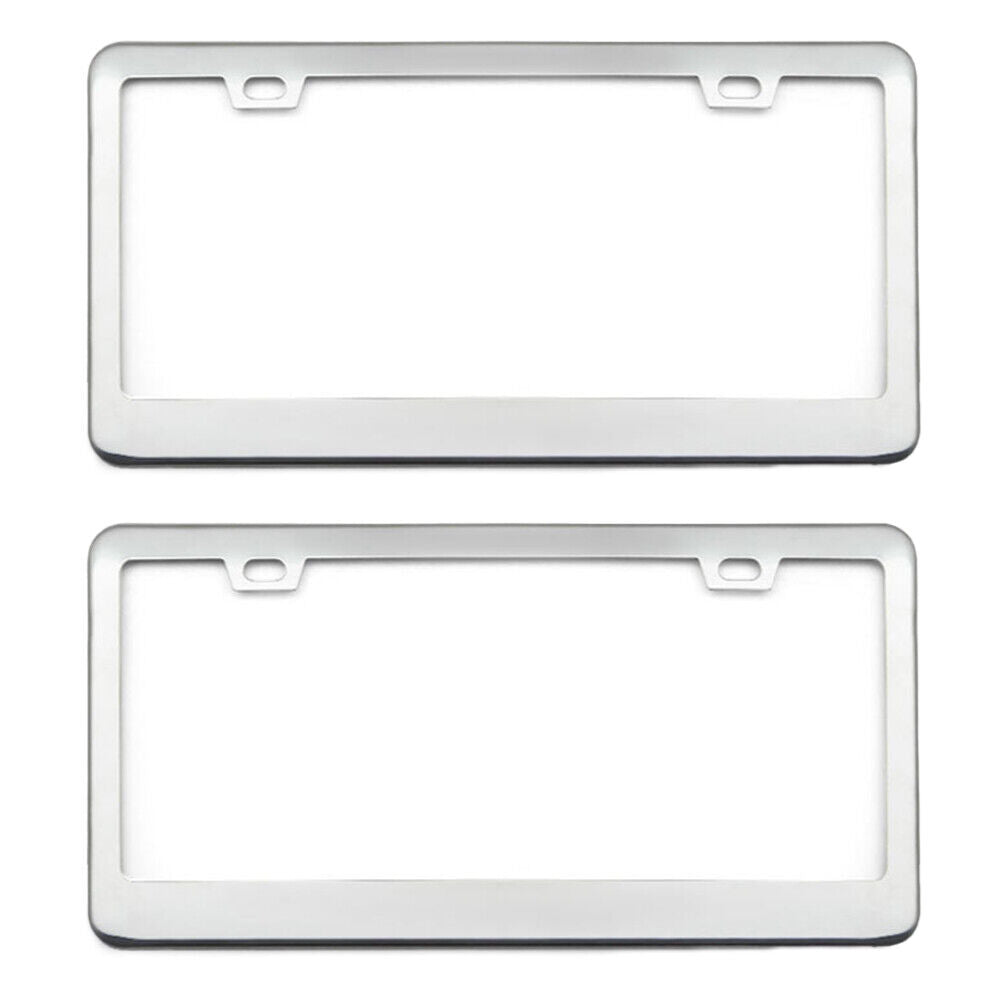 US 2-4 Pack Chrome 304 Stainless Steel Metal License Plate Frame Tag Cover Screw