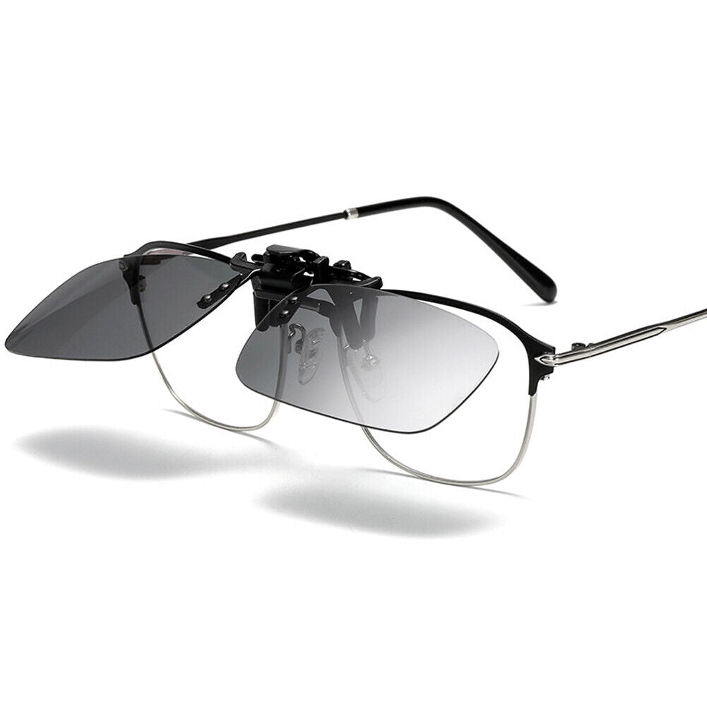 US 2-4 Pc Flip Up Clip On Sunglasses Glasses Polarized Night Vision Driving Len