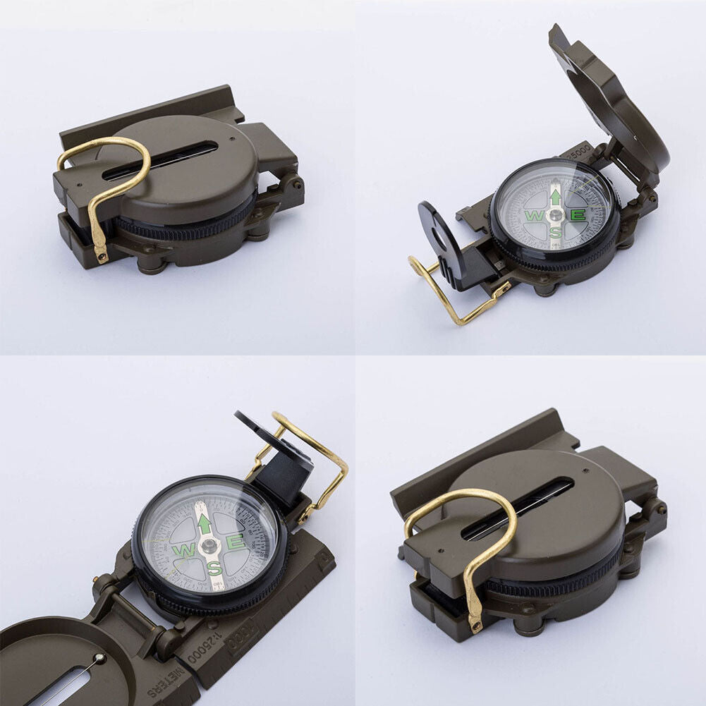 US 1-2 Pack Metal Pocket Army Style Compass Military Outdoor Adjustable luminous