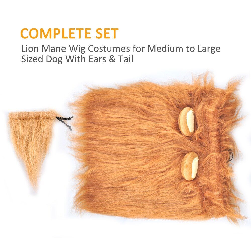 Dog Costume Lion Mane Halloween Costumes for Medium Large Dog with Ears & Tail