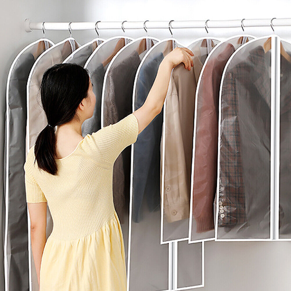 US 6-12Pc Hanging Garment Bag Lightweight Clear Full Zipper Suit Bags Dust Cover