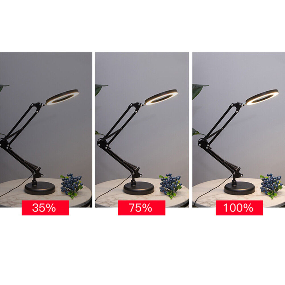 US 1-2 Pcs 10X Magnifying LED Glass Stand Crafts Welding Base Clamp Close Work