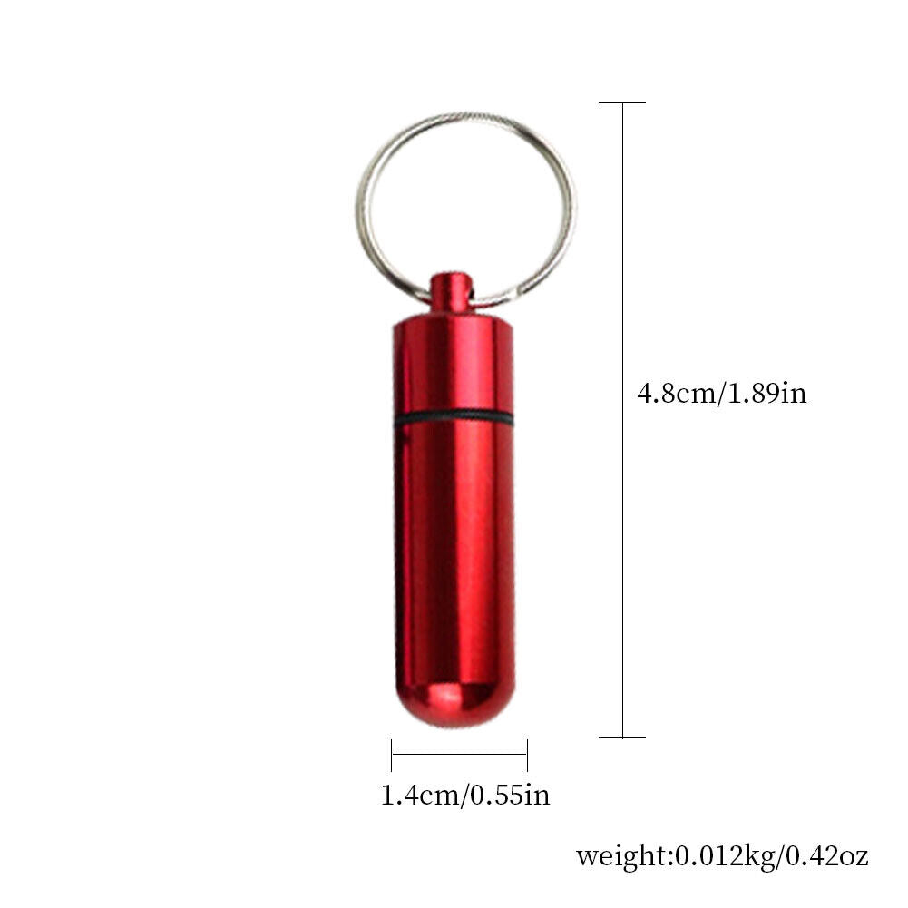 US 6-12 Aluminum Metal Pill Box Case Organizer Keychain Outdoor Medicine Bottle