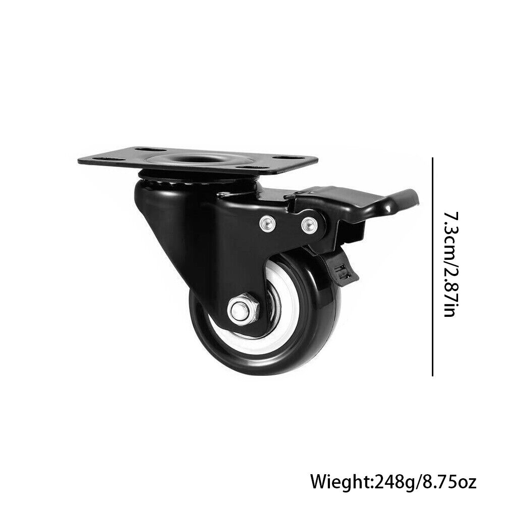 US 4-8Pc Heavy Duty Swivel Casters with Lock Brakes 2" Polyurethane Wheels