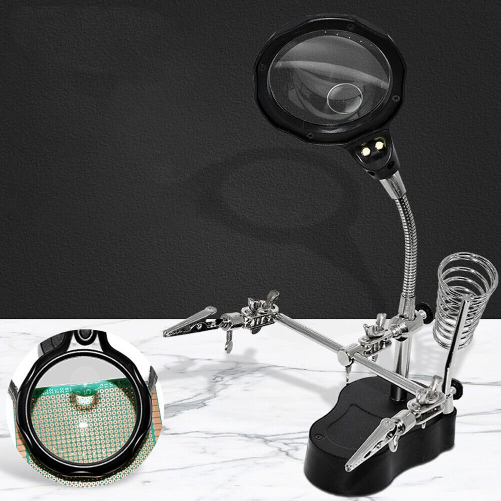 US 1-2 Pc Helping Hand Magnifier Work Station Soldering Solder Iron Stand Holder