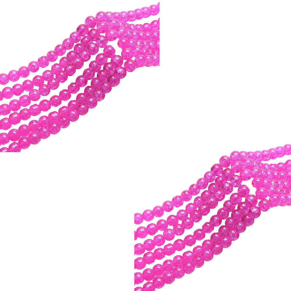 US 100-200 Pcs Crackle Glass Loose Bead Jewelry Making Crafts Bracelet Necklace